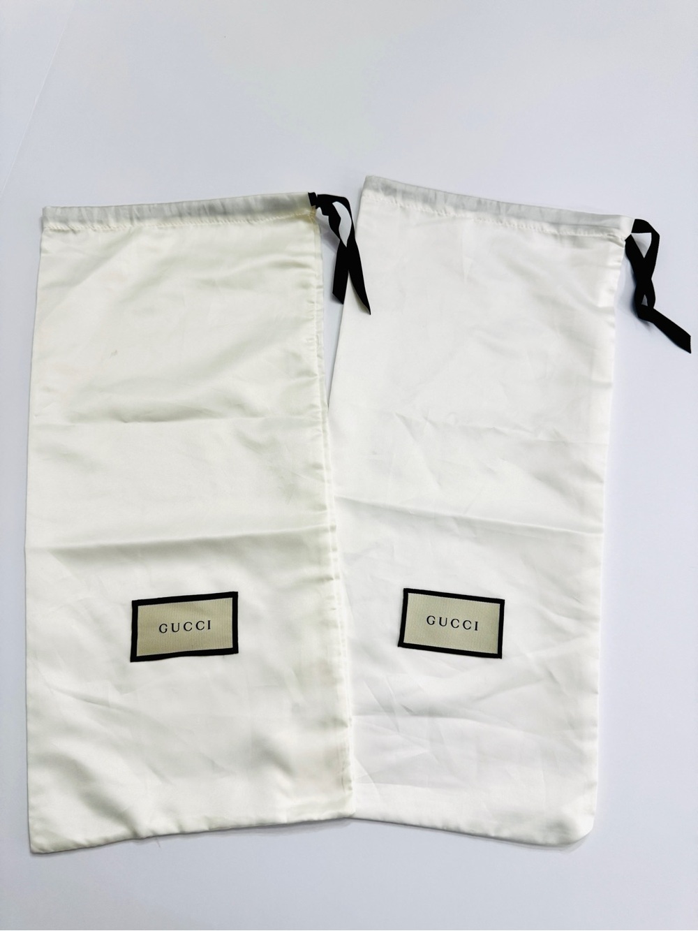 Gucci White Satin Dust Bags Set of 2-Authentic Storage Bag with Drawstring 18x11